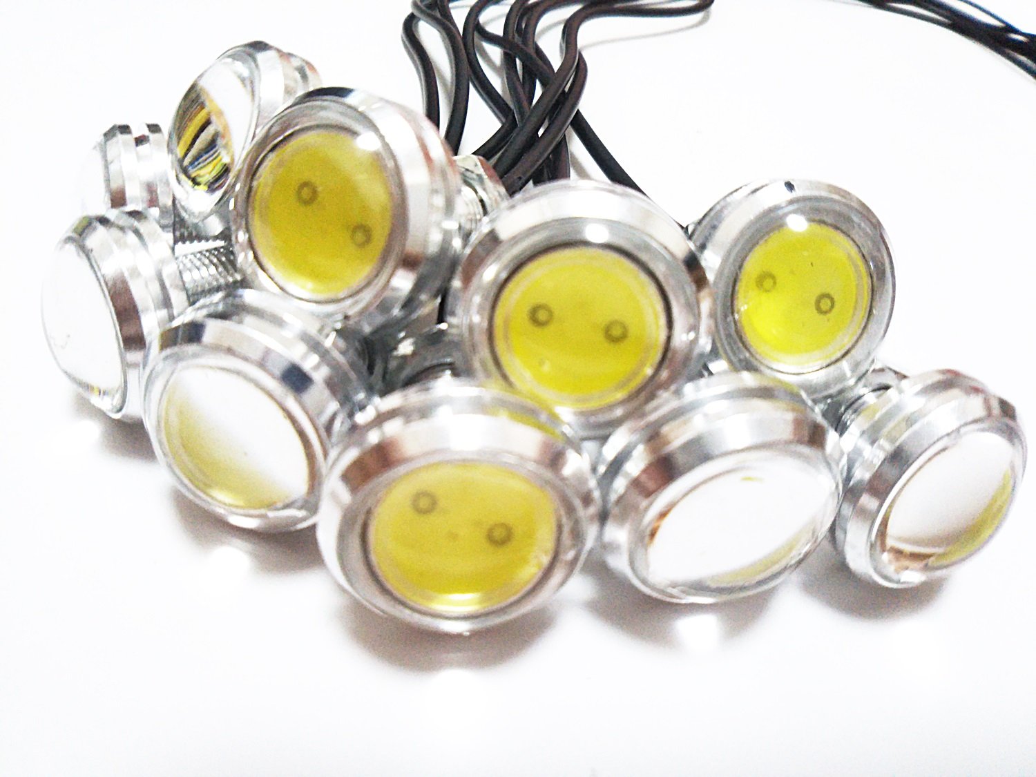 J'z court デイライト LED 防水 イーグルアイ 大玉 23mm 10個セット ホワイト/シルバーボディの商品画像