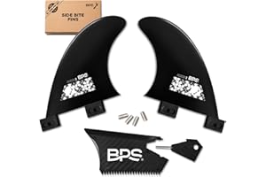 BPS New Zealand Side Bite Fins Fiberglass Reinforced Eco Surfboard Fins with 60% Recycled Nylon Plastic for Longboard, Surfboard, Shortboard FCS GL Style Fin Box