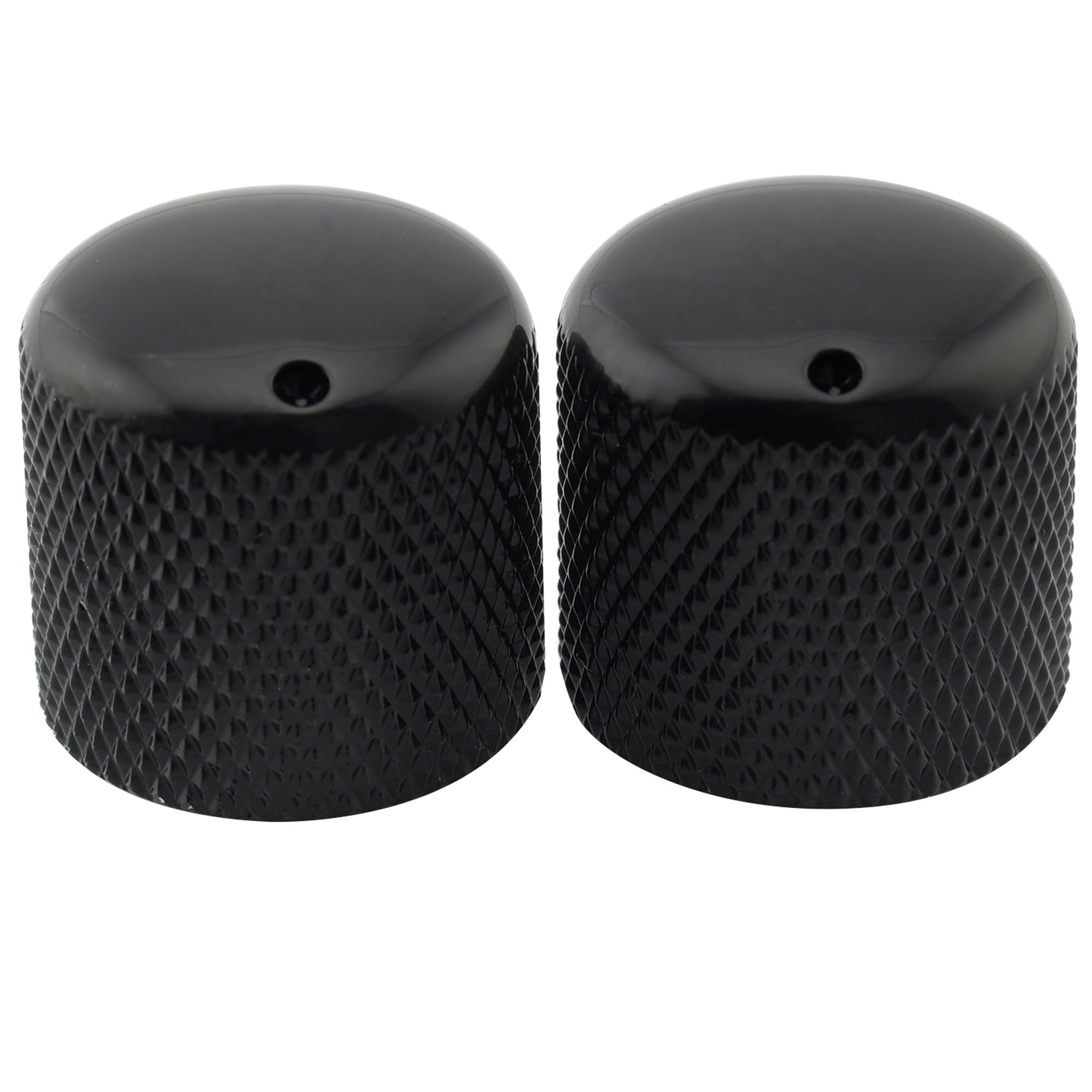 Musiclily Pro Inch Fine 24 Splines Steel Dome Knobs Push-on Control Knob 18mm with Indicator Dot for USA Electric Guitar or Bass, Black (Set of 2)