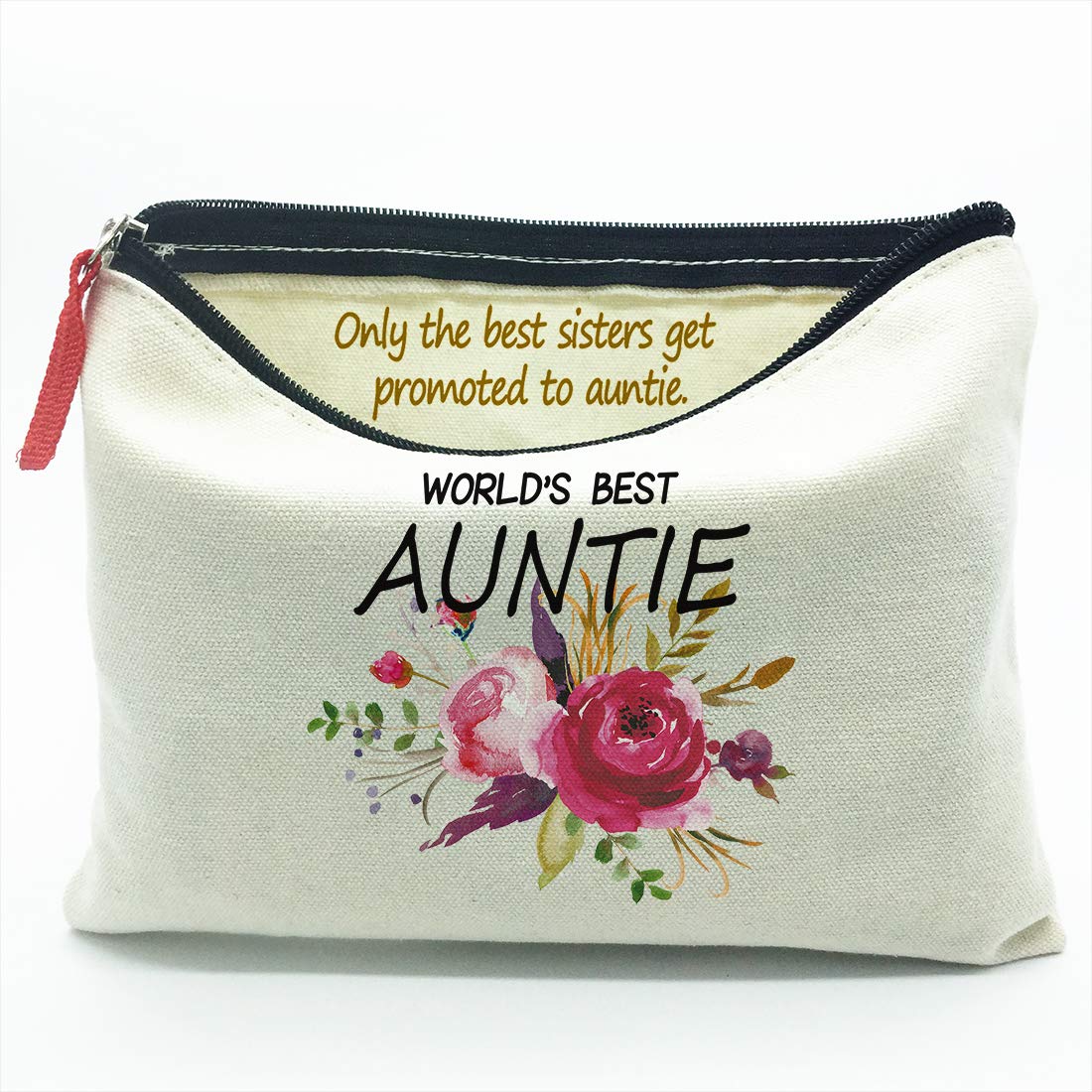 Auntie Gift, Baby Reveal Gift,New Parents Pregnancy Announcement Gift,Only The Best Sisters Get Promoted To Auntie,canvas Makeup Cosmetic Bag