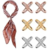 6PCS X Shape Scarf Ring Wonderful Scarf Clips Scarves Buckle Holder Silk Scarves Pin Shawl Buckles Silk Scarfs Clasp Holder Clothing Decoration Accessories for Women (Gold, Silver, Rose Gold)