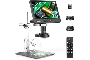 TOMLOV DM602 Pro 10.1" HDMI Digital Microscope 2000x, Pro Boom Arm Stand, LCD Soldering Microscope with 3 Lens, Adults Micros
