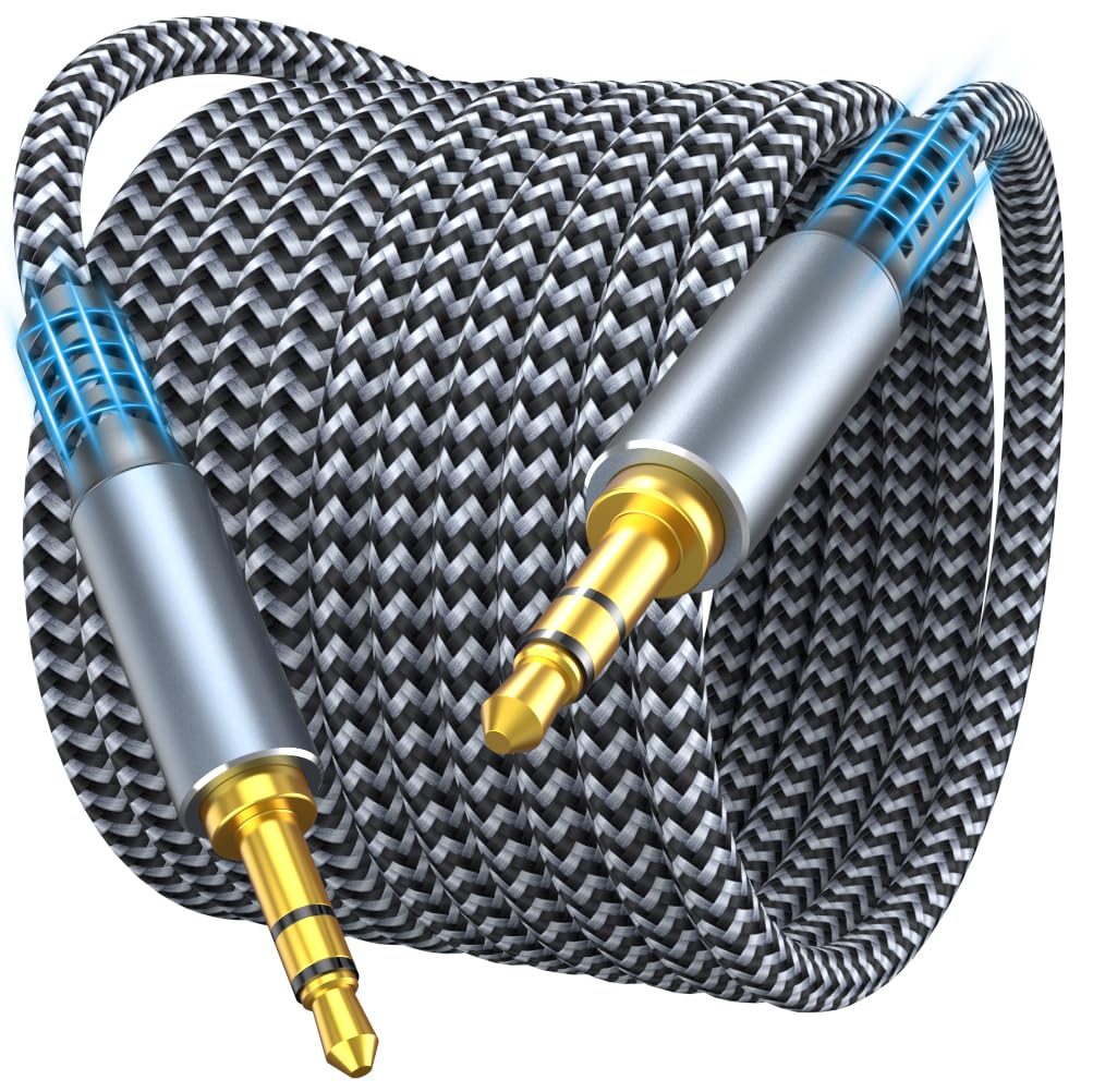 Morelecs AUX Cable, 3.5mm Auxiliary Audio Cable 6m Nylon Braided Male to Male AUX Cord Compatible for Headphones, iPods, iPhones, iPads, Home/Car Stereos and More (Grey)