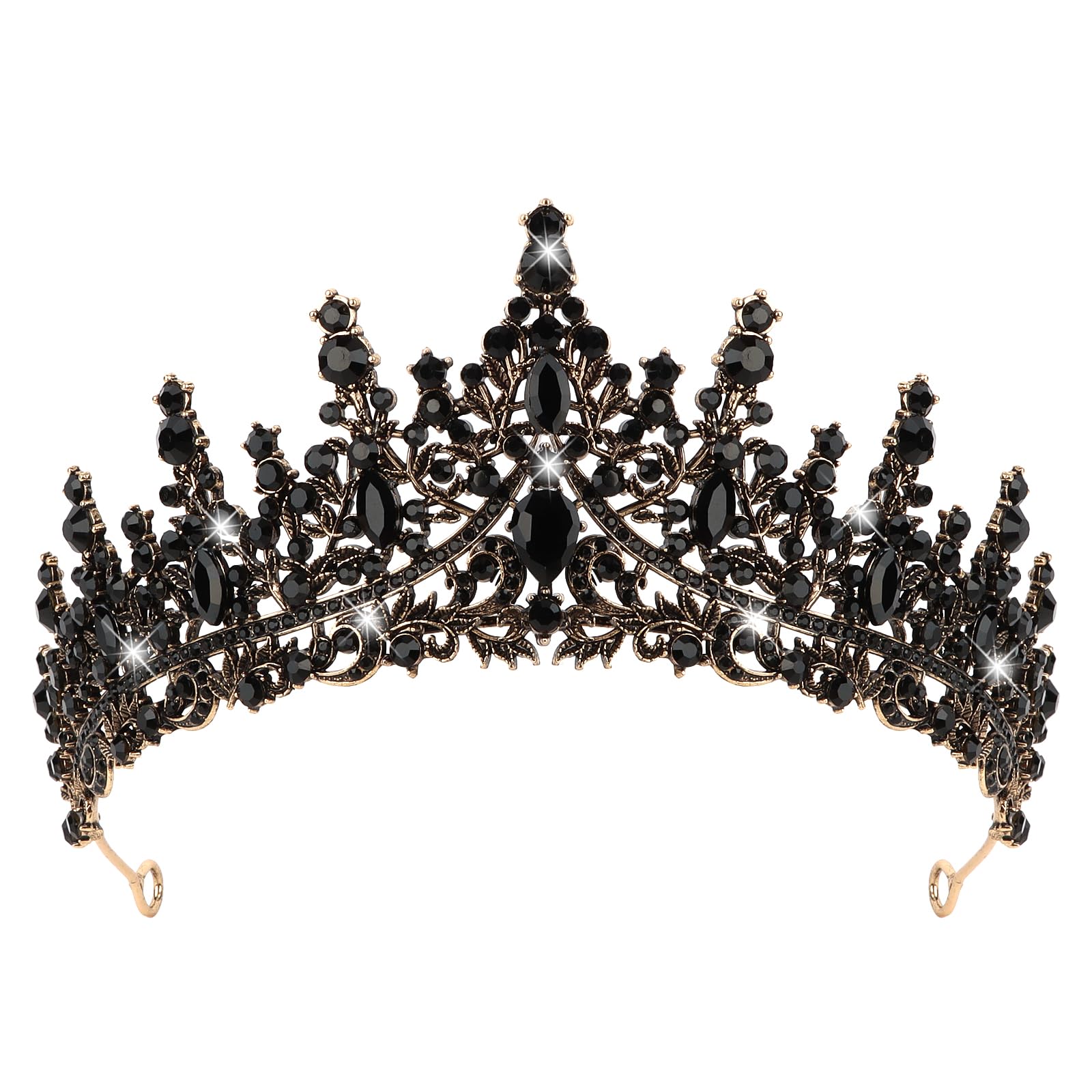 Photo 1 of Semato Black Crown for Women Baroque Vintage Black Tiaras with Gemstones for Prom Birthday Party Quinceanera Pageant Halloween Costume Headpieces