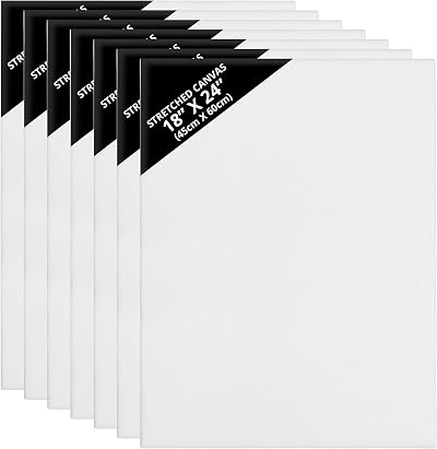 BELLE VOUS 7 Pack Primed Canvases 45 x 60 cm White Cotton Panels