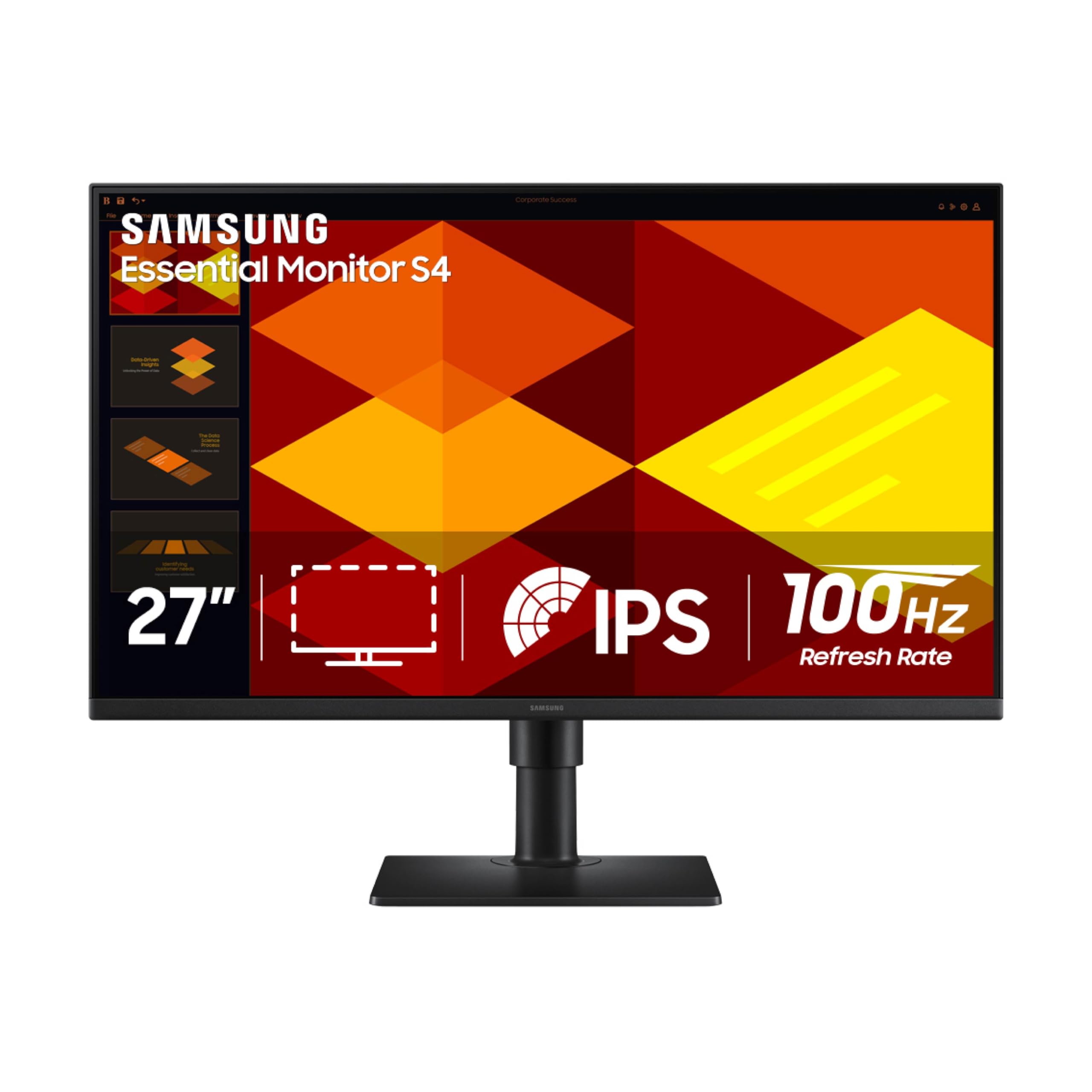 SAMSUNG 27” (S40GD) Borderless Business Monitor with IPS Panel, 100Hz Refresh Rate, Eye Saver Mode, Ergonomic Design, Game Picture Mode, LS27D408GANXGO