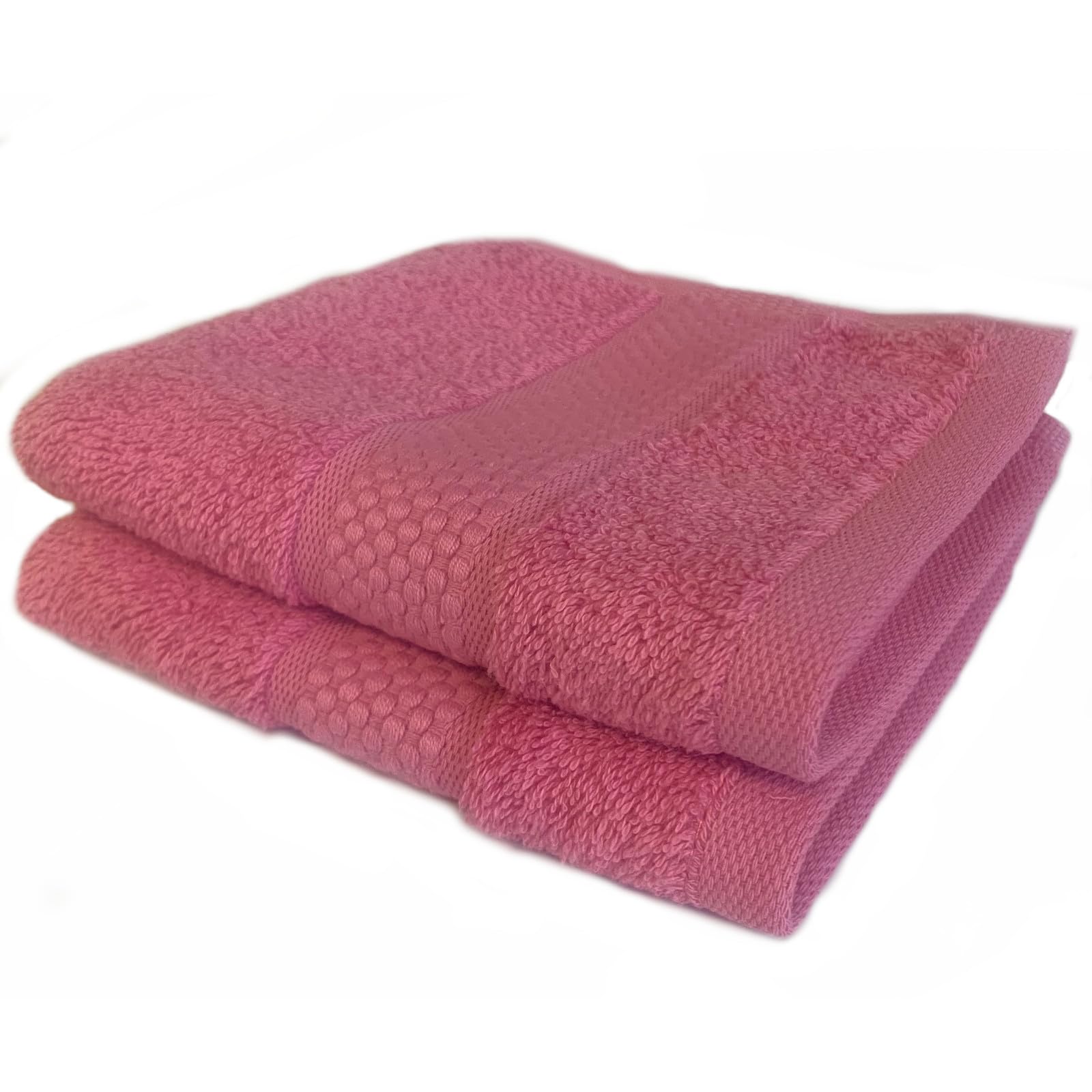 Sue Rossi Face Cloths Pack of 2 or 6, Turkish Combed Cotton, 30cm x 30cm Wash Cloth Fingertip Flannel, Soft & Absorbent, 600gsm Thick Bathroom Towels Set (Pink, 2)