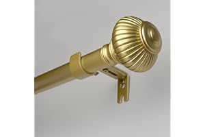 Decorative Vintage Window Curtain Rods 16-88 Inches, Adjustable Drapery Rods for Living Room, Bedroom, Gold