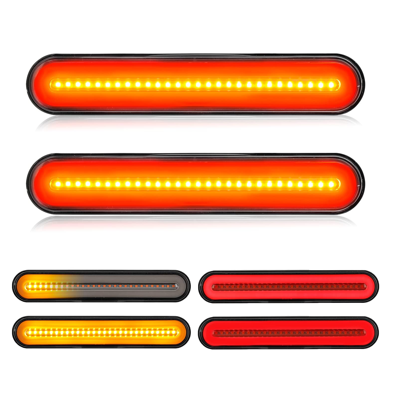 Photo 1 of LKV 2PCS 10" 100LED Trailer Tail Light Bar Brake Stop Turn Signal Lights Assembly Red & Amber Rear Identification Marker IP68 Waterproof Light Strip for Trailer Truck Pickup Golf Cart Offroad RV UTV