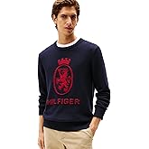 Tommy Hilfiger mens Cotton Crest Crewneck Sweater Lightweight Pullover