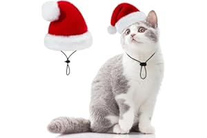 Queenmore Santa Hat for Dogs and Cats, Funny Tiny Christmas Hat for Small Dogs, Soft Plush Festive Red & White Santa Claus Costume, Christmas Dog Costume Cat Costume with Adjustable Band, S