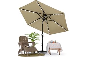 MASTERCANOPY Patio Umbrella with Solar LED Lights (7.5ft,Khaki)