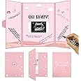 Crenics Baby Shower Decorations for Girl, Cute Baby Shower Signature Board with Picture, Pink Baby Shower Guest Book Alternat