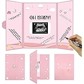 Crenics Baby Shower Decorations for Girl, Cute Baby Shower Signature Board with Picture, Pink Baby Shower Guest Book Alternat