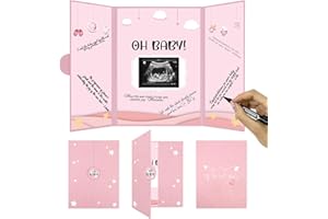 Crenics Baby Shower Decorations for Girl, Cute Baby Shower Signature Board with Picture, Pink Baby Shower Guest Book Alternatives 18" x 12", Creative Baby Shower Keepsake for Girls