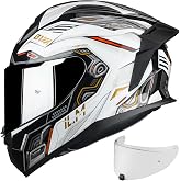 ILM Motorcycle Helmet Full Face for Men Women Powersports Street DOT MF510A | DOT-Certified, FlexImpact Tech, ALS Liner (81 Fits), Dual Visors (Clear/Tinted), Aero Spoiler, Multi-Vent, Metal Buckle