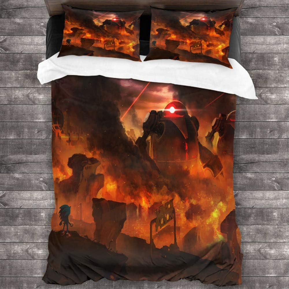 FOCLKEDS Comforter Bedding Set Microfiber Duvet Cover Set Sonic The Hedgehog Bedding Sonic Dash Bedding Soft and Breathable Comforter Cover Washed Microfiber EU King (240cmx220cm)