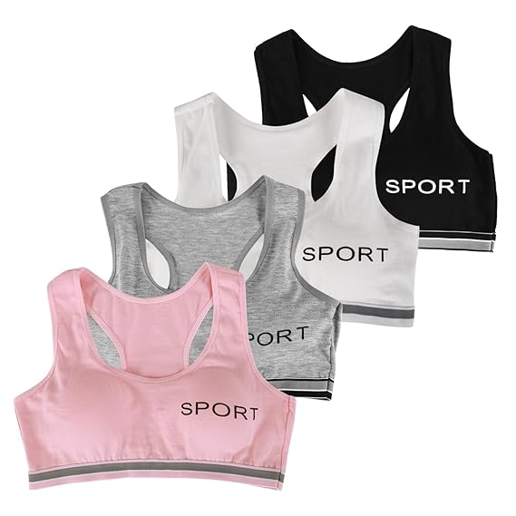 LAEMILIA Mädchen Klassische BHS Underwear Bustier ohne Bügel Büstenhälter Unterwäsche Damen Bra Sport BH Sporttop Baumwolle 3