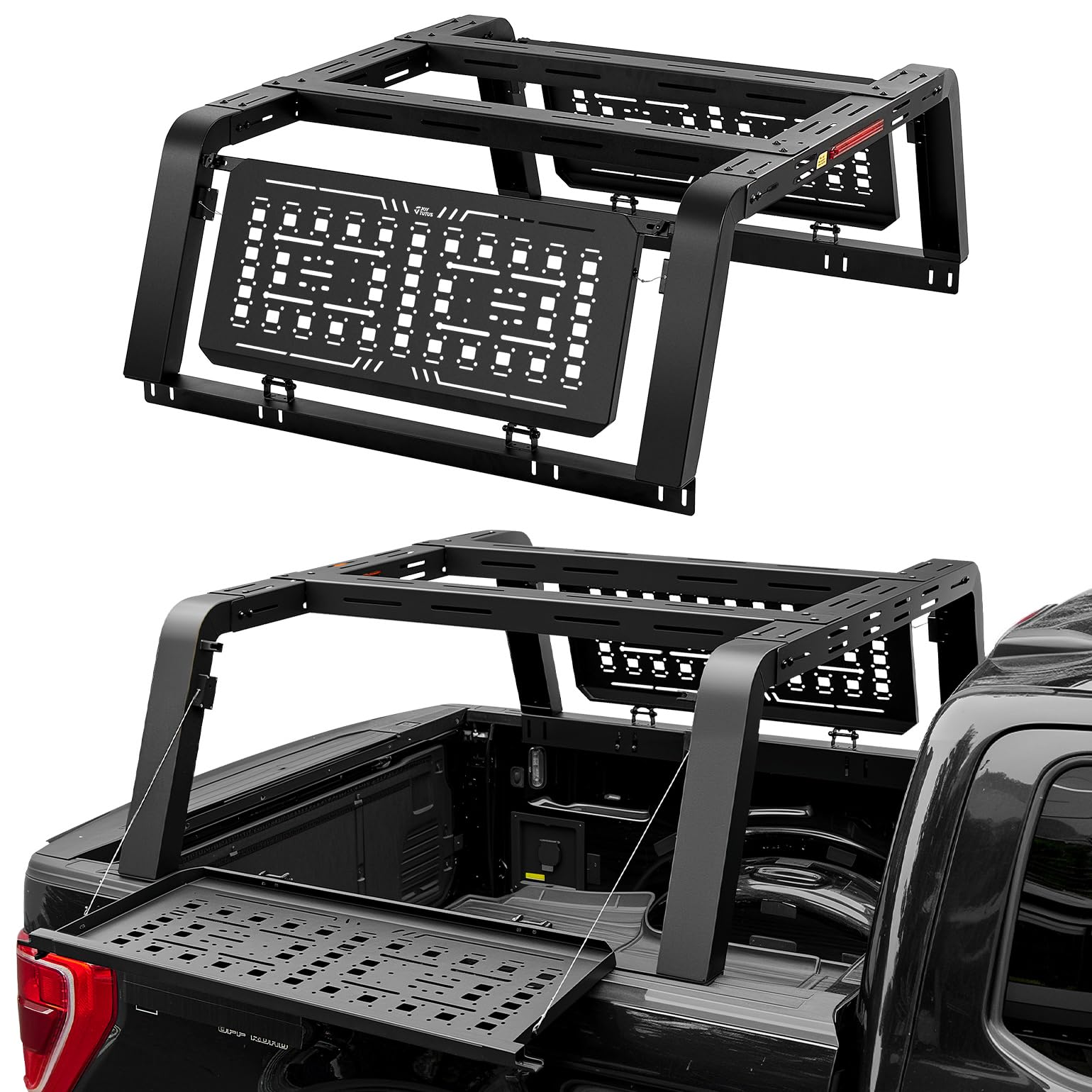 Photo 1 of ***MISSING HARDWARE**JOYTUTUS Full Size Truck Bed Rack Overland Rack Compatible with F150 F250 F350 Silverado Sierra Ram Tundra, 24.6" High Truck Rack with Foldable Molle Panel for Camping, Rooftop Tent, Gear