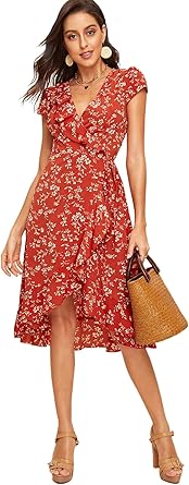 ruffle trim wrap dress