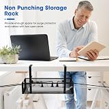 Luqixcey No Drill Under Desk Cable Management Tray Sturdy Metal Clamp Black view 6