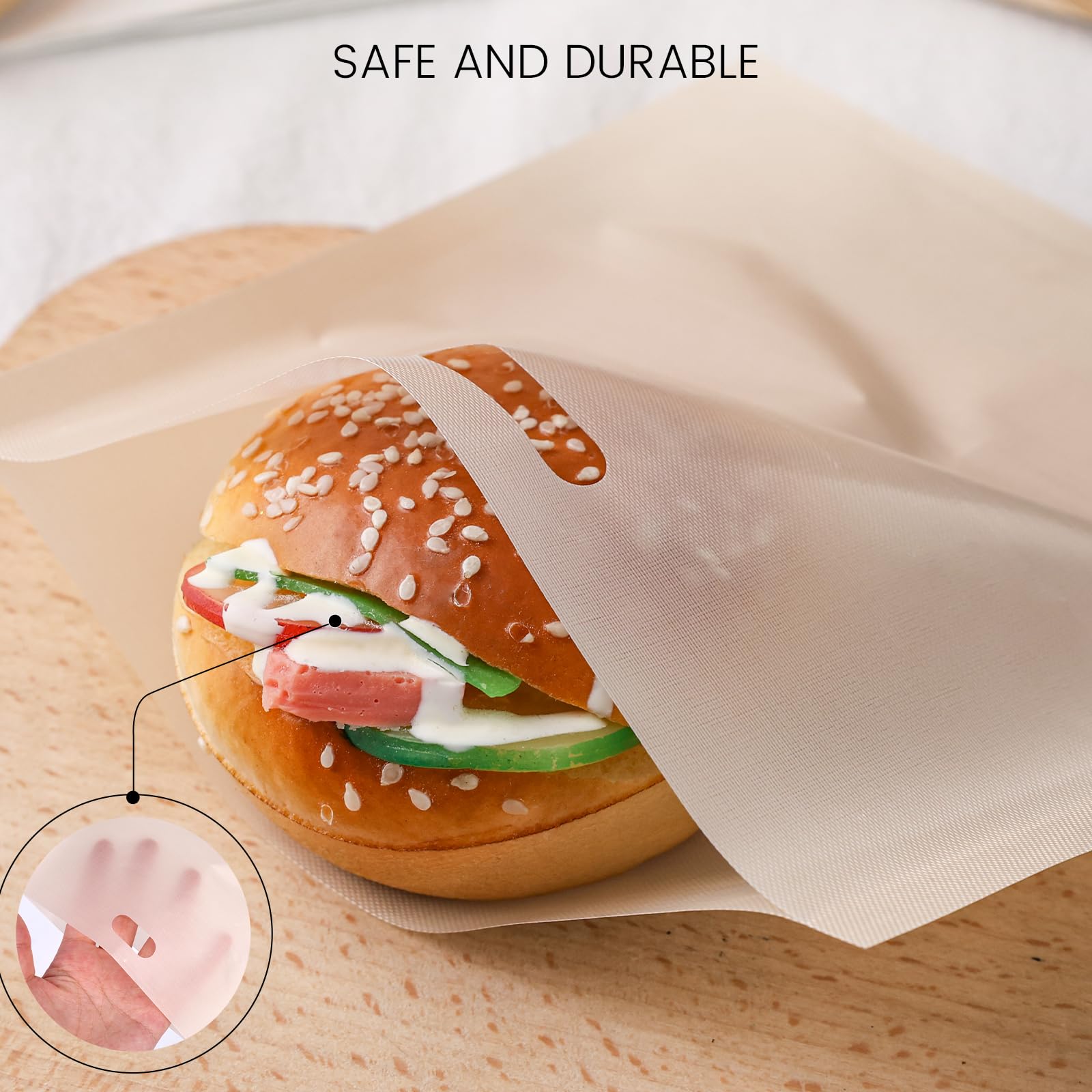 VGOODALL 12PCS Reusable Toaster Bags, Non Stick Heat Resistant Sandwich Bags Oven Bags Easy to Clean for Grilled Cheese