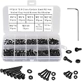 FandWay 410Pcs M2 Bolts Nuts Set DIN912 Hex Socket 12.9 Alloy Black