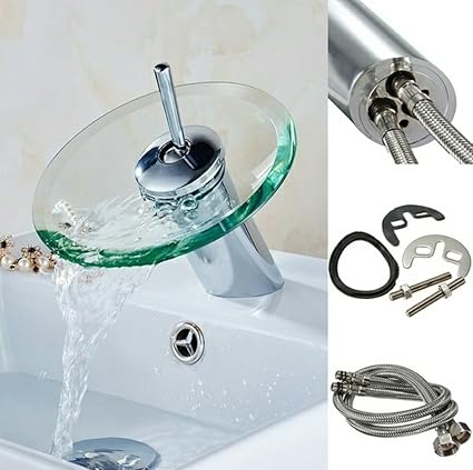 TOTAL HOME Round Glass Sink Tap for Bathroom and Kitchen