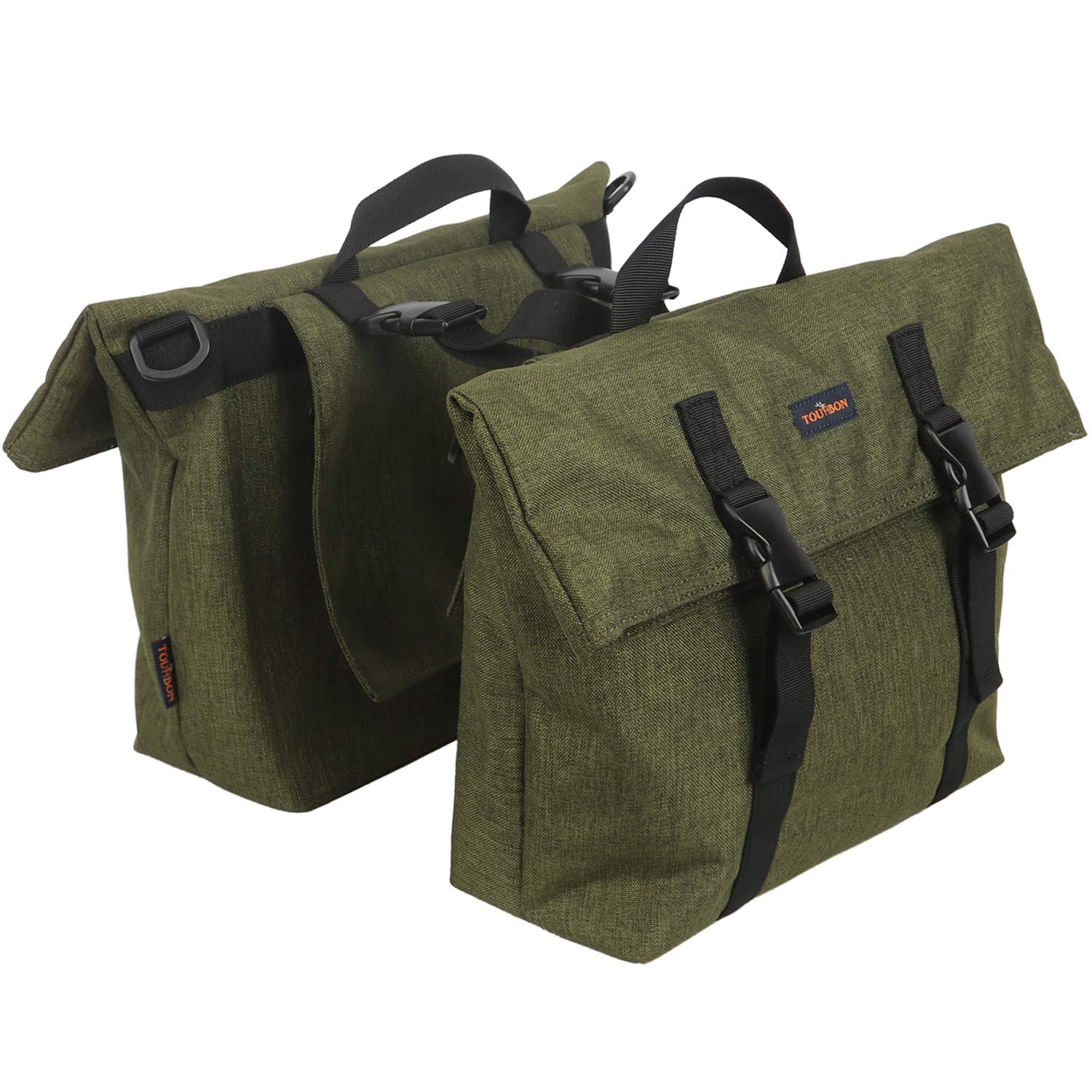 TOURBON Nylon Double Pannier Shoulder Bags Bicycle Rear Rack Trunk Motorcycle Tail Seat Bag