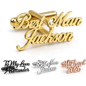 Custom Name Cufflinks for Men, Personalized Cufflinks for Groomsme | Wedding Cufflinks Gifts for Groom Groomsmen Best Man Fat