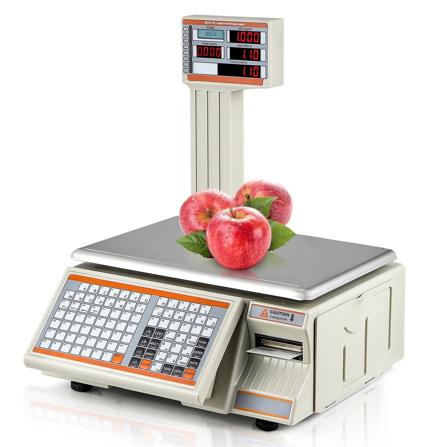 Photo 1 of Commercial Digital Scale with Label Printer for Retail and Food Industry - High Precision Barcode Label Printing Scale for Supermarkets, Deli, Butcher Shops, and Farmers Markets - 66 lbs Capacity