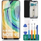 for Redmi Note 9S LCD Display for Xiaomi Redmi Note 9S Screen Replacement for Redmi Note 9 Pro Screen Touch Digitizer Assembly Replacement with Frame M2003J6A1G M2003J6B2G (Blue)