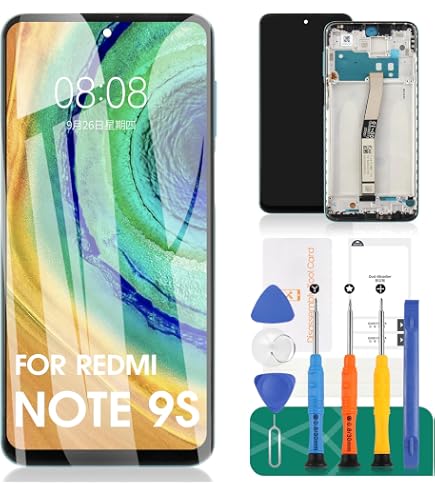 Lente De Cámara De Vidrio + Película Adhesiva Para Xiaomi Redmi Note 9 / 9S / 9 Pro - Color Negro