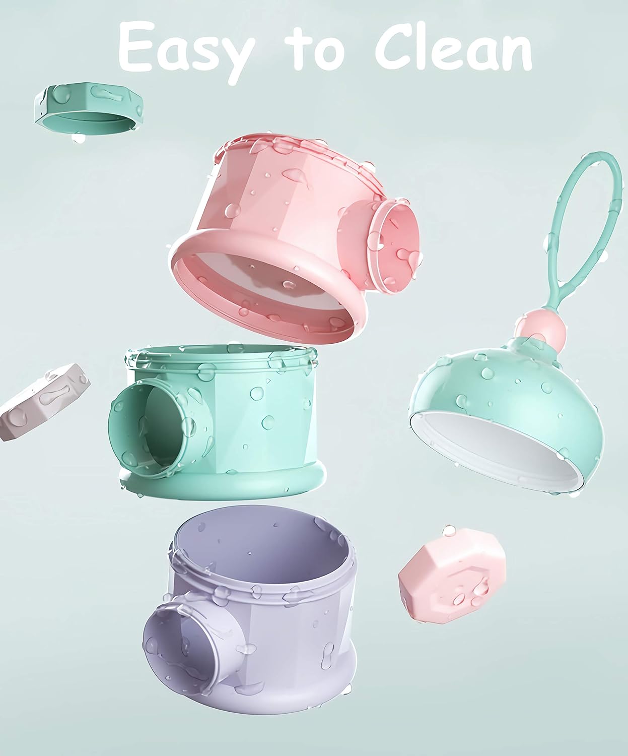 Formula Dispenser LANEYLI Baby Milk Powder Formula Dispenser Non-Spill Twist-Lock Stackable Snack Storage Container On-The-Go BPA Free Castle Design 3 Feeds Pink : Baby