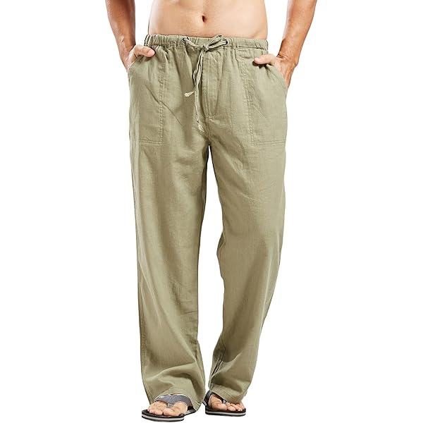 utcoco Qiuse Men's Casual Loose Fit Straight-Legs Stretchy