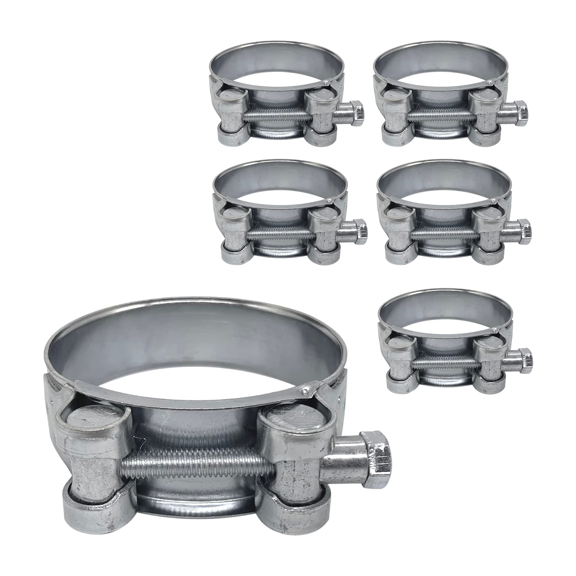 (Pack of 6 pcs) Pipe 64-67 mm Strong Reinforced Pipe Clamps, Galvanized Steel Tube Hose Clamp Fasteners (6 pcs, 64-67 mm)