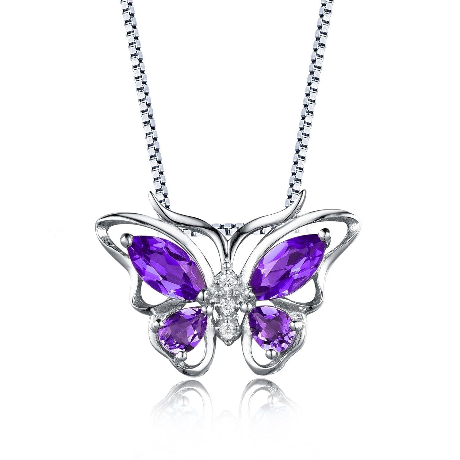 Aurora Tears CreatedAmethyst Butterfly Pendant Necklace Chain, 18