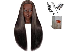 BAODANHAIR Mannequin Head with Hair 28“ Cosmetology Manikin Doll Head Mannequin Head for Braiding Hairstylists Cosmetology Students Practice Styling with Free Clamp (Brown)
