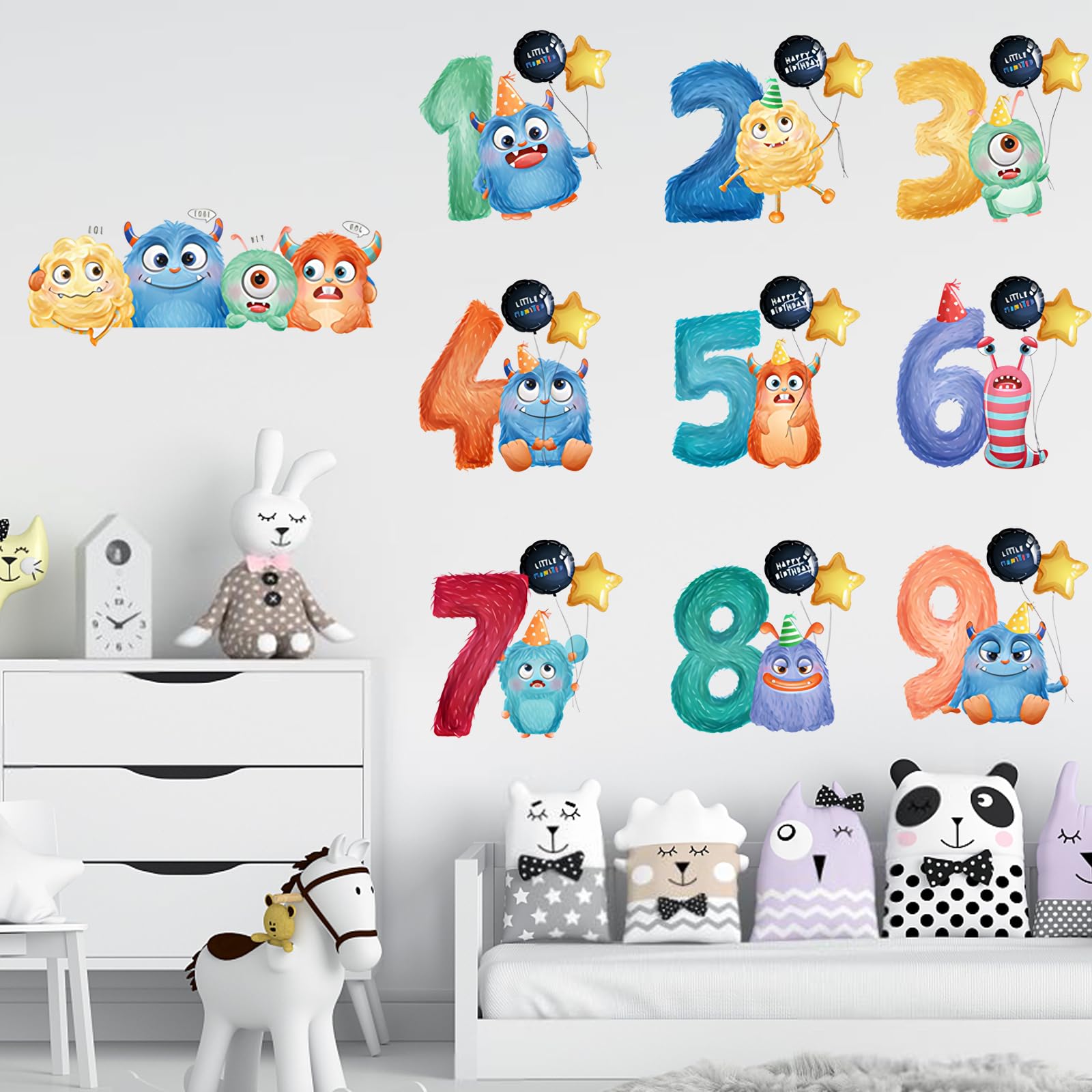 Number Wall Stickers 3D Wallpaper Stickers for Kids,DIY Creative Wall Decals Stickers Children Bedroom Living Room Nursery Background Wall Decor Removable Glass Sticker