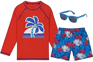 ADDIE & TATE Kids Swim Set for Girls & Boys with Long Sleeve Rash Guard, Swim Shorts, Sunglasses for Ages 3-8 Years