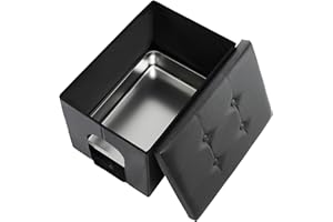 MEEXPAWS Stainless Steel Cat Litter Box Enclosure Furniture Hidden, Large Cat Washroom Bench 25x 18 x 18in Urine Proof Inside, Easy to Clean and Assemble, Dog Proof (Black)