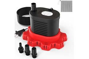 AgiiMan Pool Cover Pump Above Ground - 850 GPH Submersible Water Pump for Pool Draining, Portable Small Sump Pumps with 16' Drainage Hose and 25' Power Cord, 3 Adapters, Black