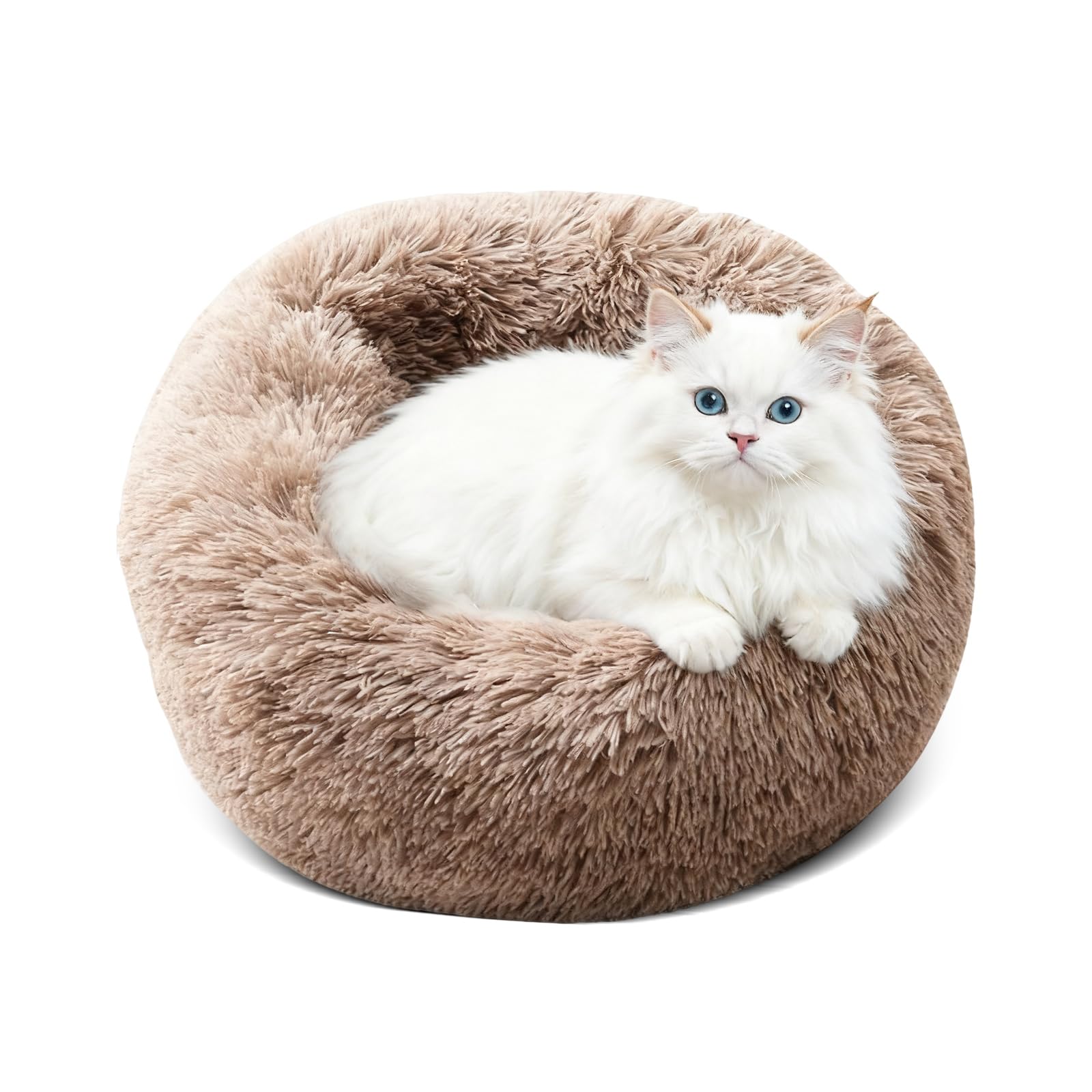 PETCUTE Dog Bed Cat Bed for Indoor Cats Washable Plush Donut Pet Bed Soft Calming Cuddler Kennel Small Medium Large