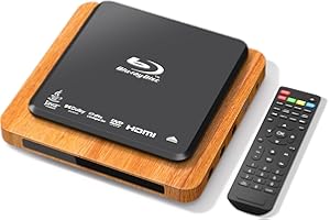 J RIHZ Blu Ray Player, 1080p Full HD with Surround Sound A 1 Blu-Ray All Region DVD Player, HDMI/USB/AV Connection Blue Ray Disc Player for TV/RV/Home Theater/Car (Retro Design)