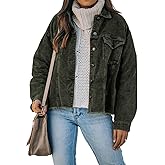 AHAIJ Women’s Casual Oversized Corduroy Jackets Button Down Long Sleeve Retro Shacket Coats Outwear