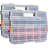 MIXPOWER 14-inch 2pcs Toolbox Organizer sets, 20 Removable Dividers, made of Durable Plastic, Excellent for Screws, Nuts, Sma