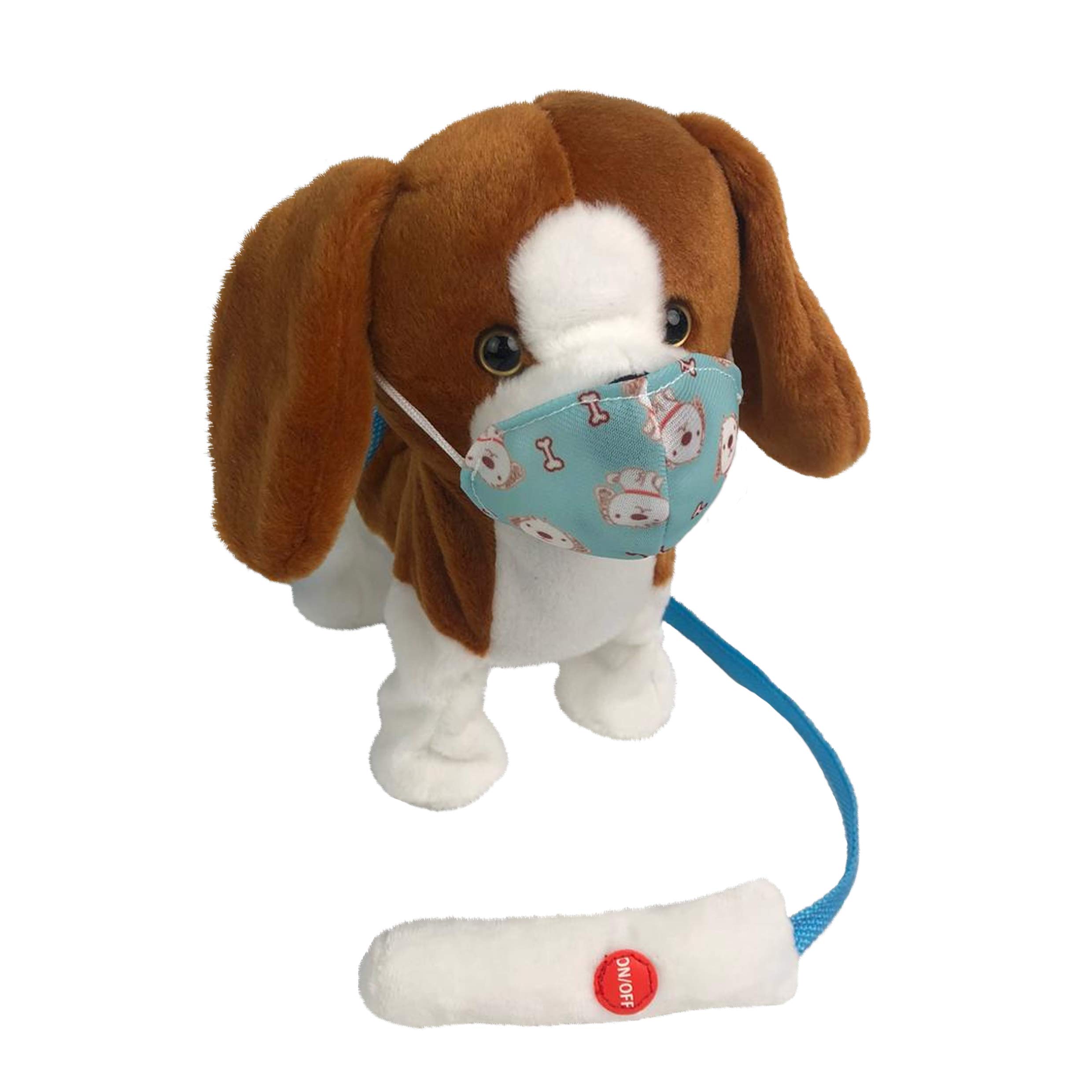 Bigness Walking Dog Toy for Kids, Electronic Interactive Plush Dog with Face Mask and Remote Control Leash, Barking Puppy, Toy Pet, Dancing, Animal Toy Gift for Boys and Girls Brown with White