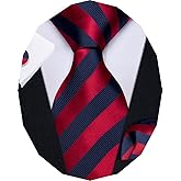 YourTies Striped Ties for Men Classic Woven Silk Necktie with Handkerchief Cufflinks Set Formal Business Party Wedding
