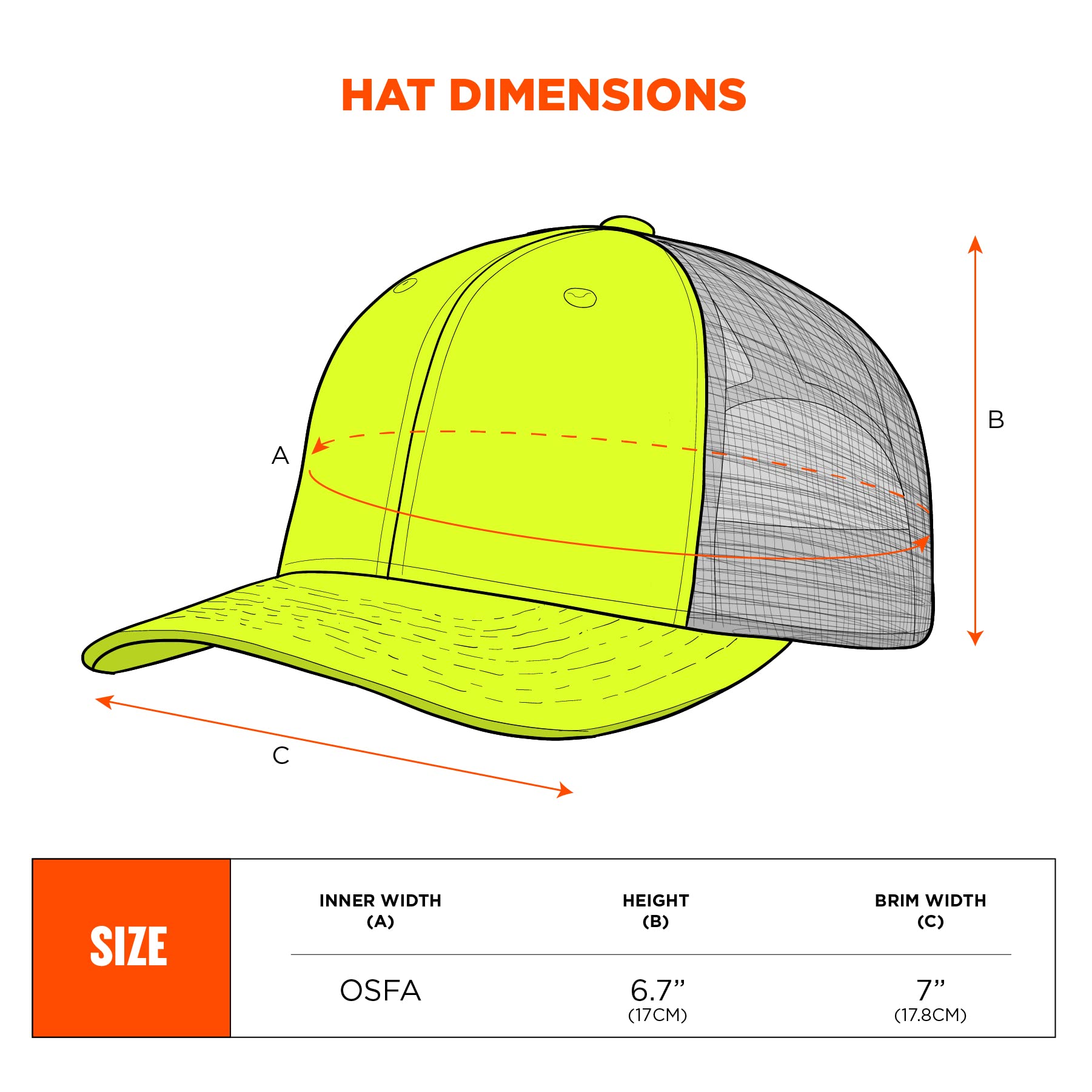 Ergodyne Womens Cap, Blank High Visibility Reflective Snapback Hat, Baseball Cap, Lime-Blank