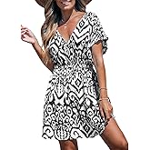 CUPSHE Women's Swimsuit Coverup Dress Short Sleeve Casual Summer Printed Beach Cover Ups Sundress